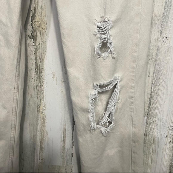 BDG Urban Outfitters PAX High Rise Fray Hem Straight Leg Jeans Tan Beige Size 24 - Picture 4 of 13